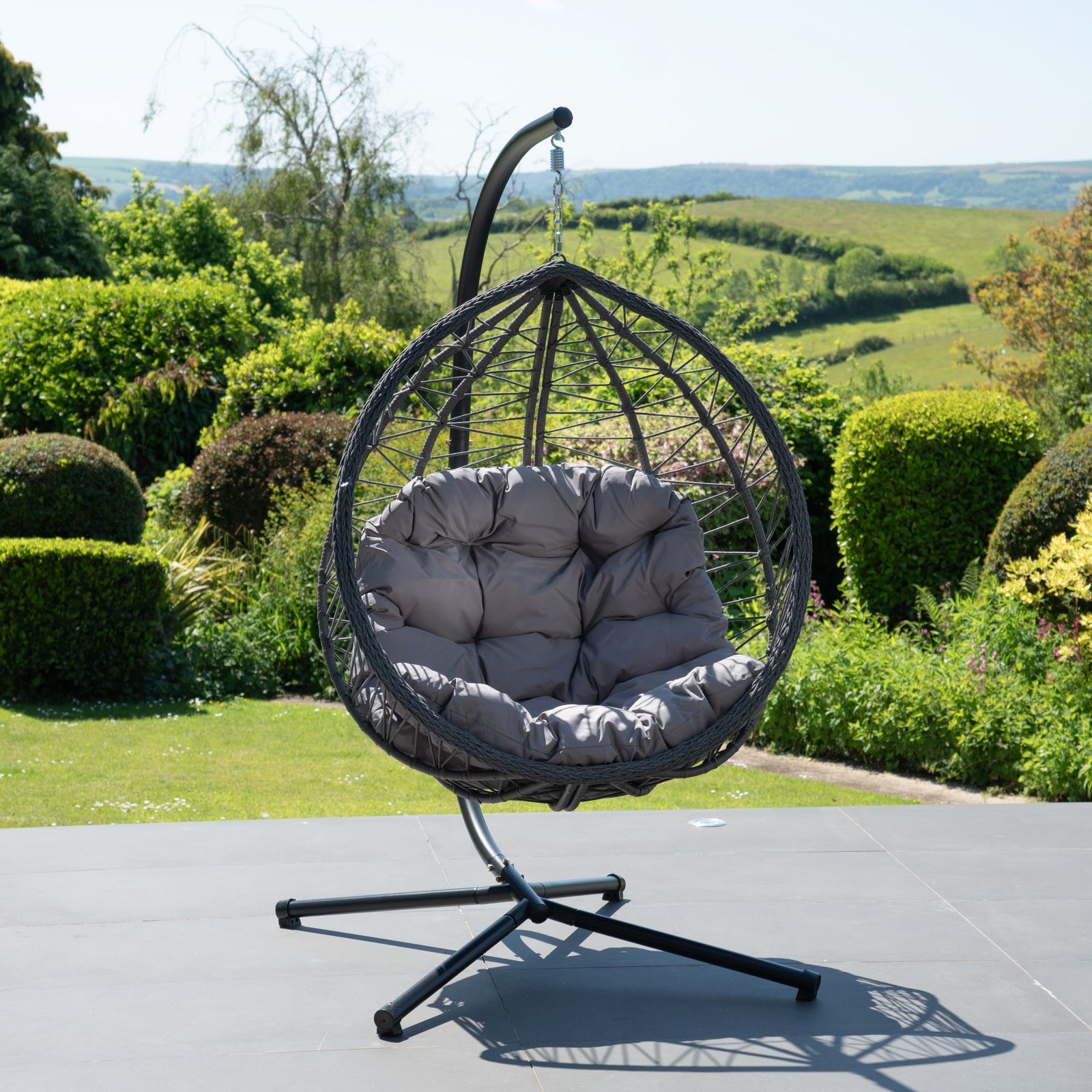 Lynton Garden Hanging Egg Chair | Dark Grey