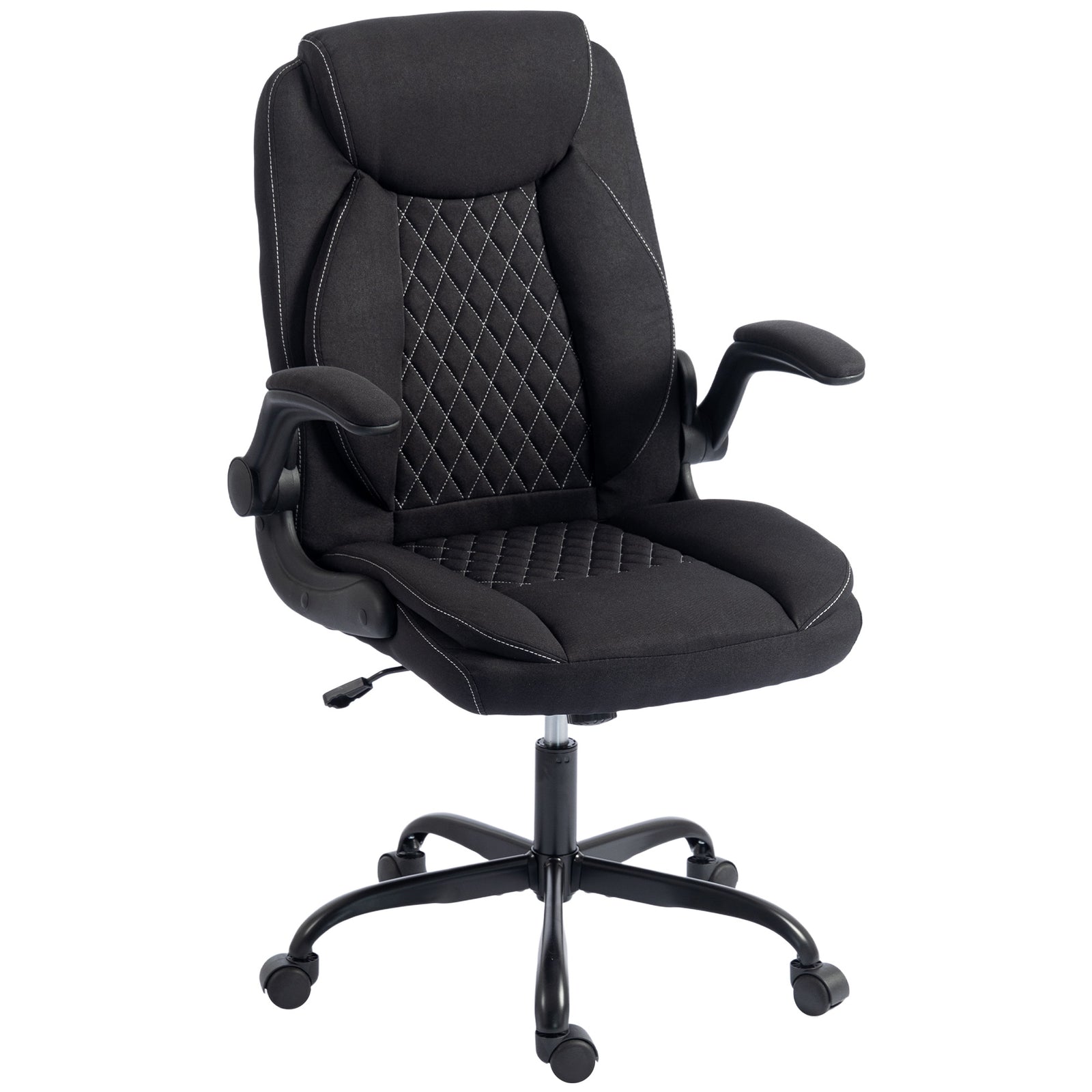 Linen-look Computer Desk Chair With Thick Cushion | Black