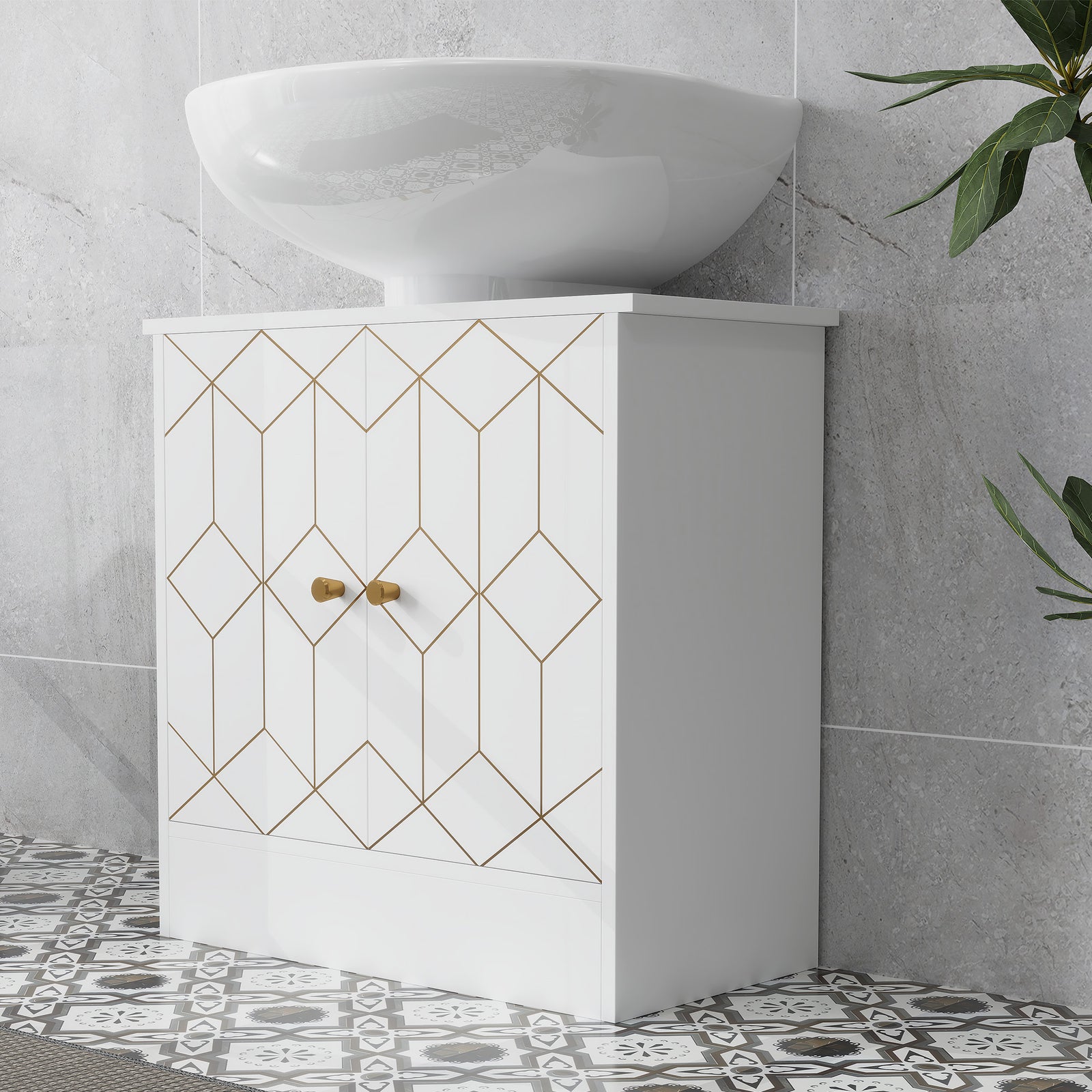 Bathroom Under Sink Cabinet For Basin With Or Without Pedestal White