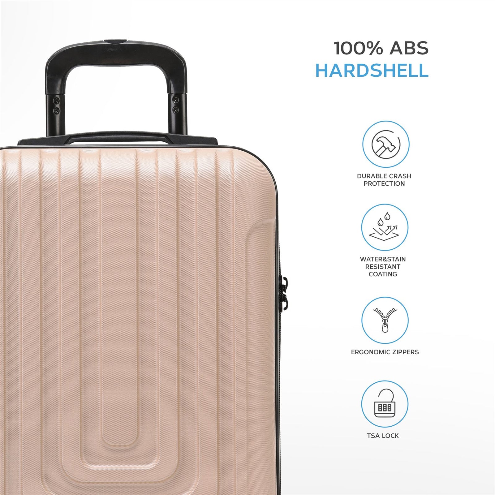 55x35x20cm Cabin Carry Bag Hard Shell Suitcase 100+ Airline Approved | Cabin | Champagne
