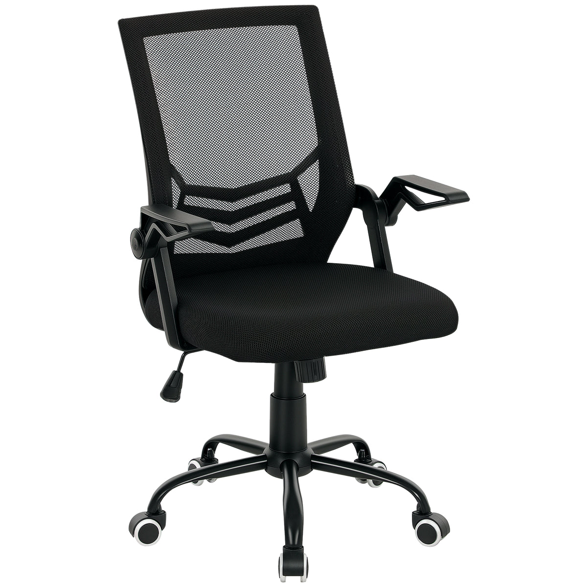 Vinsetto Office Chair w/ Flip-up Armrest Mid Back Mesh Back Black