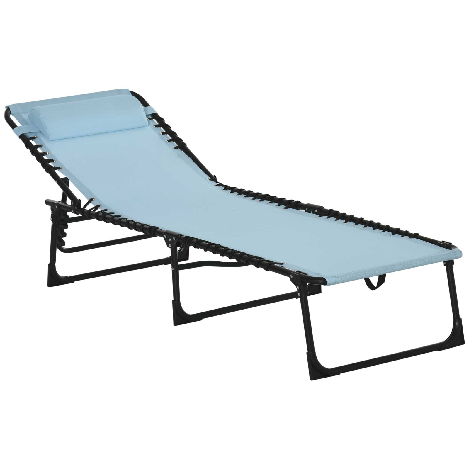 Foldable Beach Chaise Lounge 4 Adjustable Positions | Set of 1 | Baby Blue