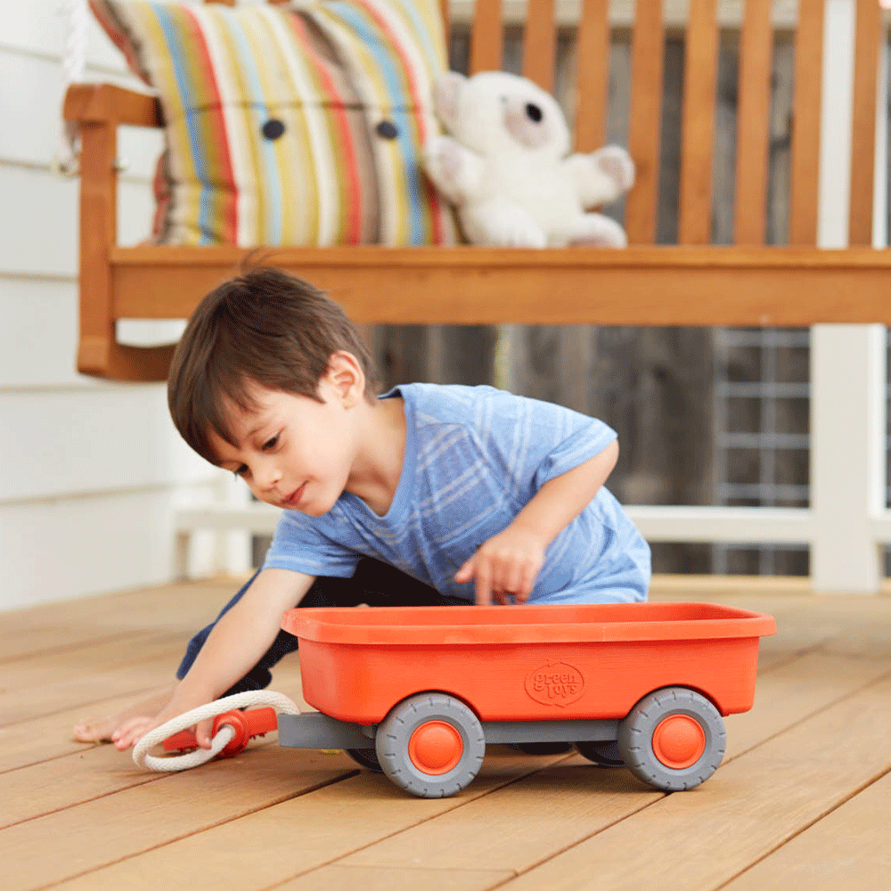 Orange Pull Along Wagon, Made From 100% Recycled Plastic