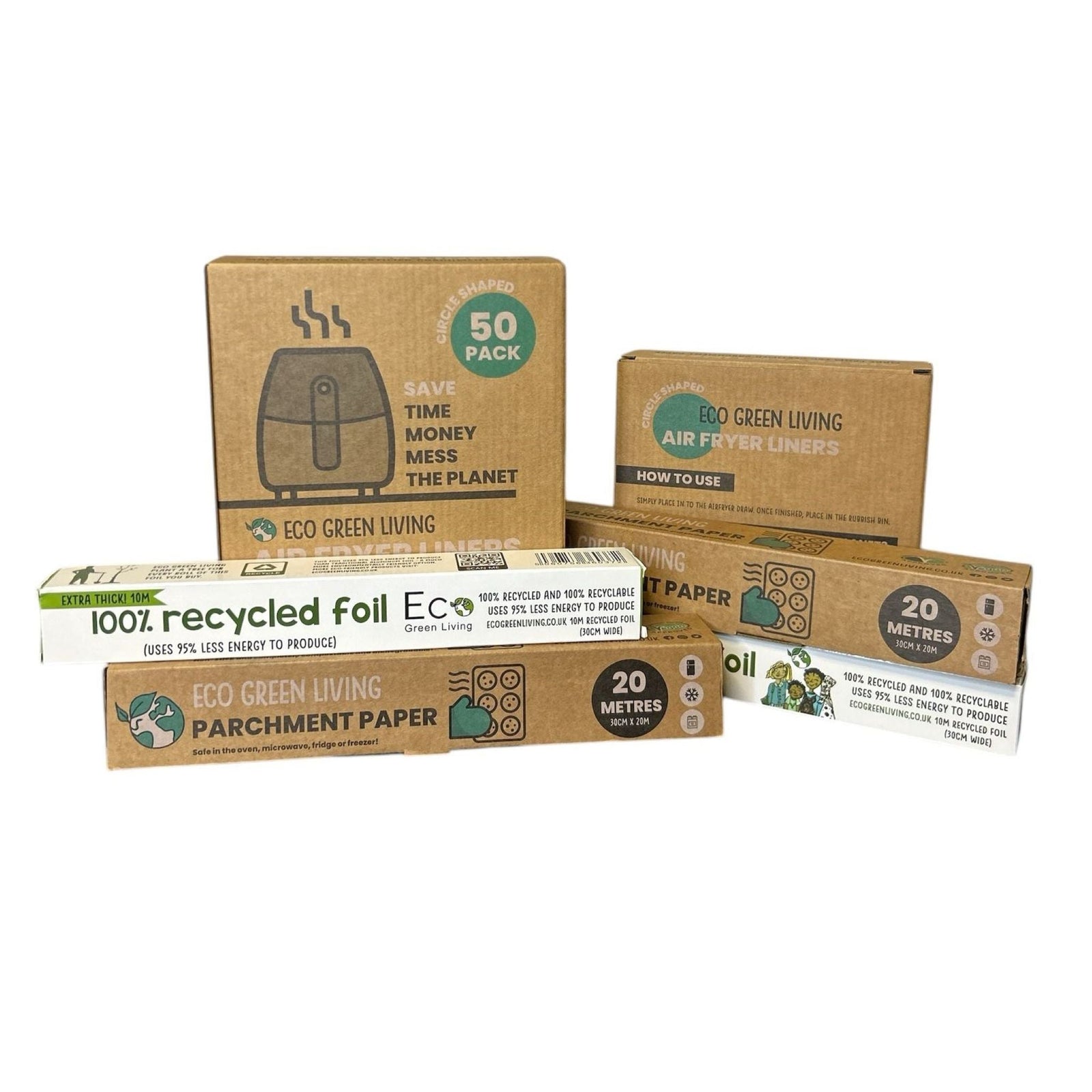 Foil X 2, 10m X 30cm Parchment Paper X 2, 20m X 30cm Air Fryer Liners X 2 50 Papers