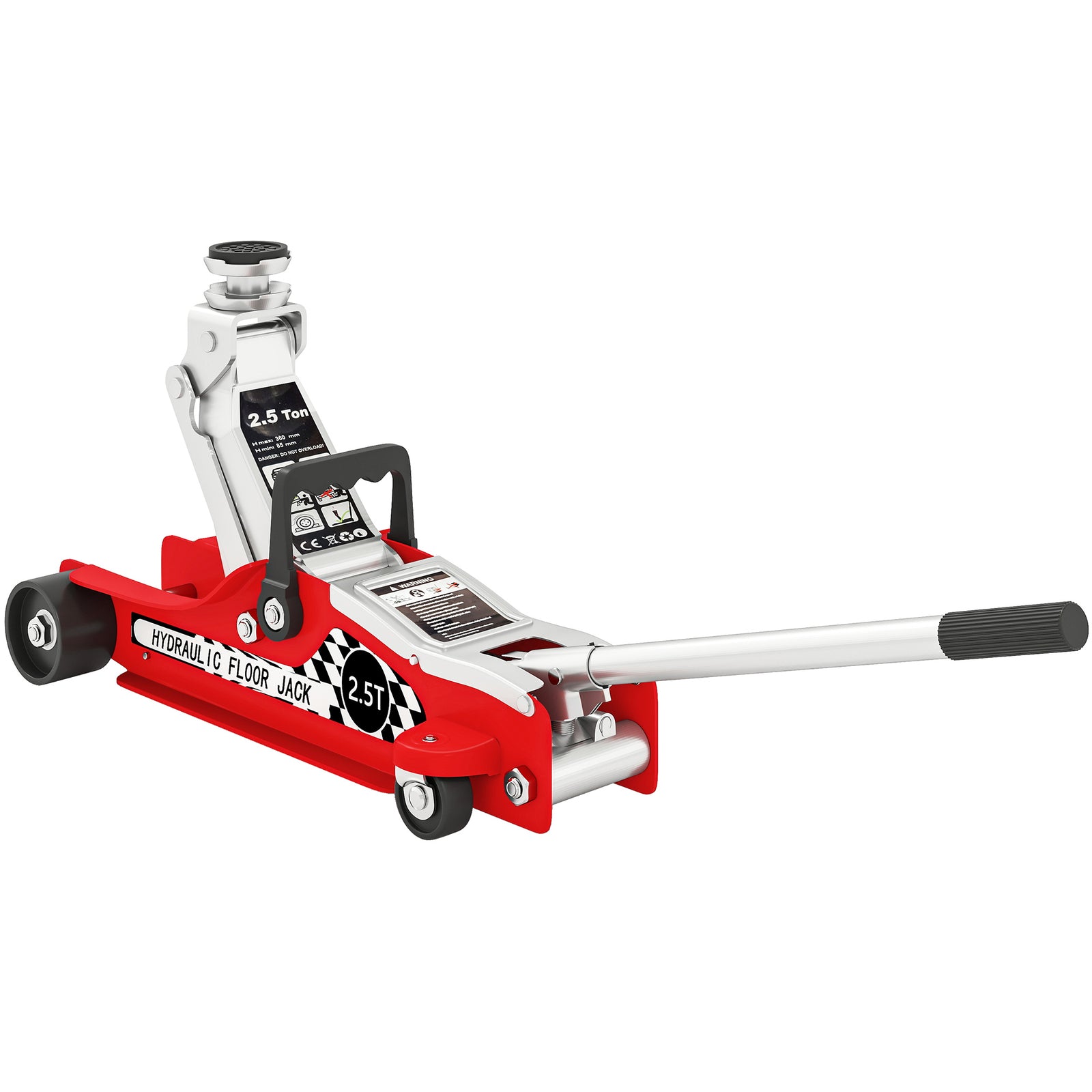 HOMCOM Hydraulic Low Profile Floor Jack, 2.5 T 80-360 Mm Car Jack