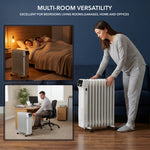 Oil-filled Electric Radiator 2500w With Thermostat, 9 Hour Timer | White