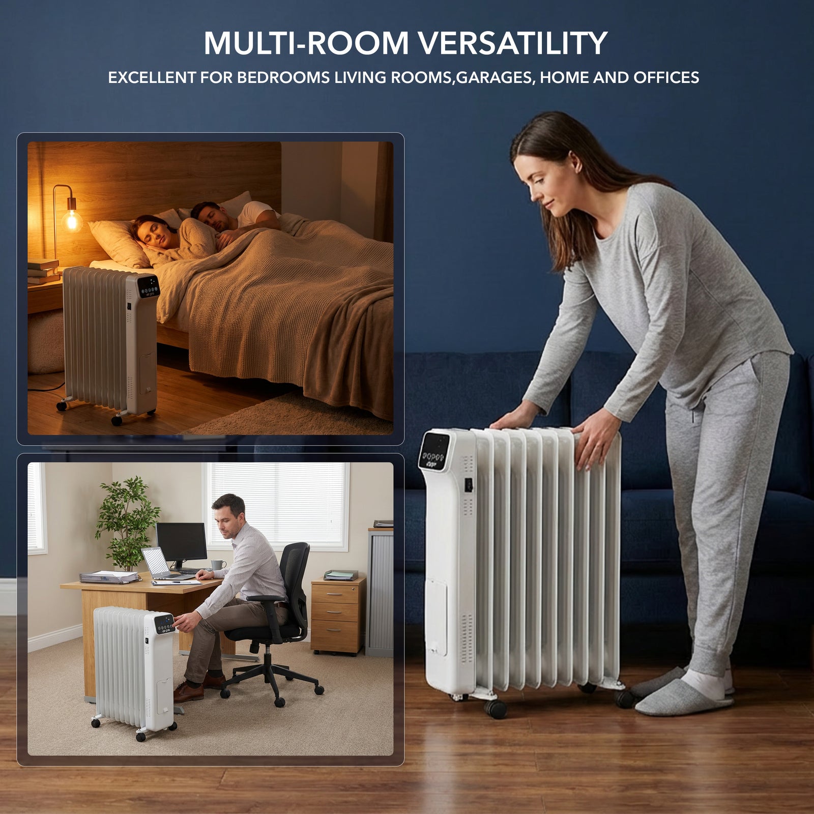 Oil-filled Electric Radiator 2500w With Thermostat, 9 Hour Timer | White