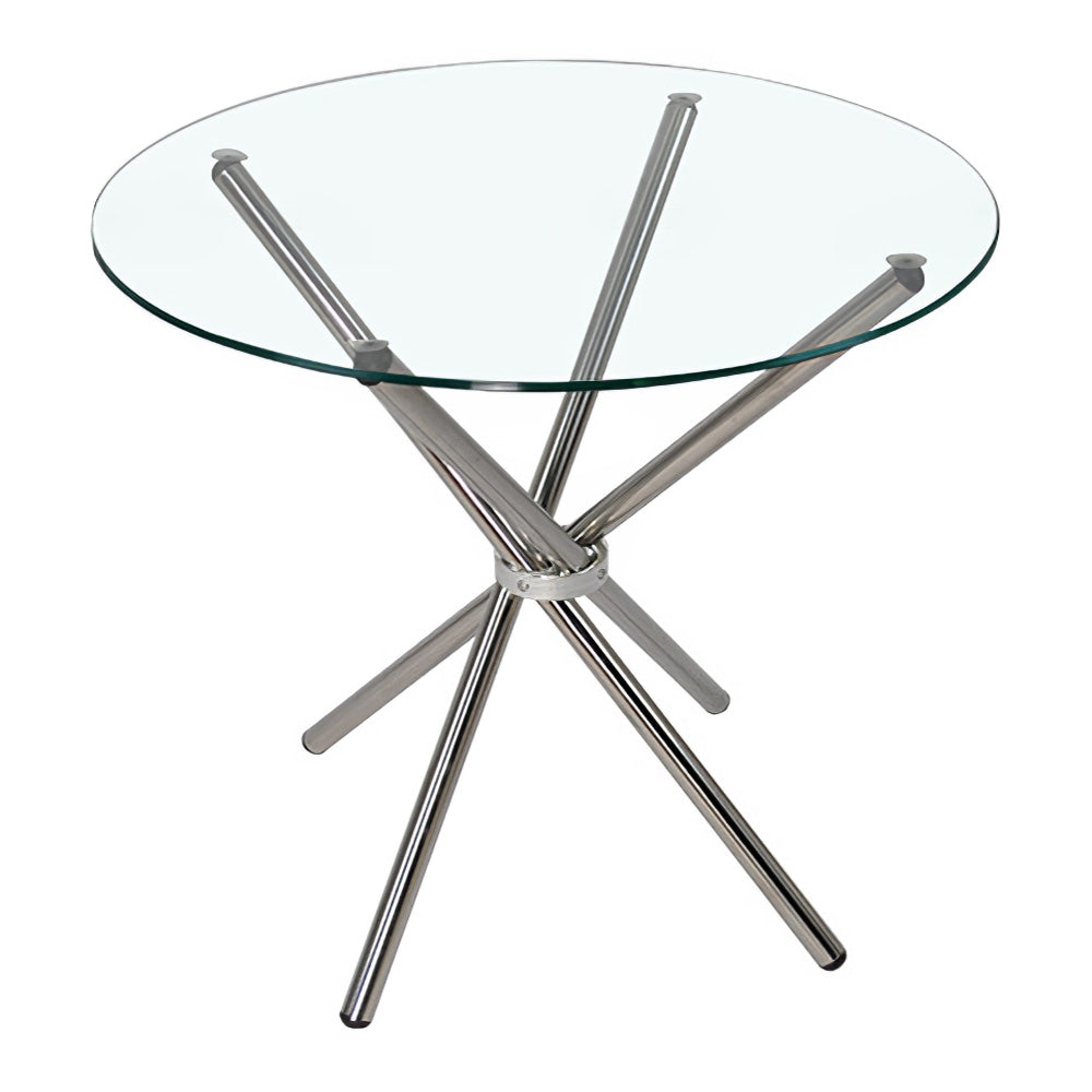 88cm Dia X 75cm H Tempered Glass Crossover Round Dining Table | Small