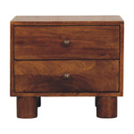 Solid Wood Tula Chestnut Nightstand, 2 Drawers, Dark Brown