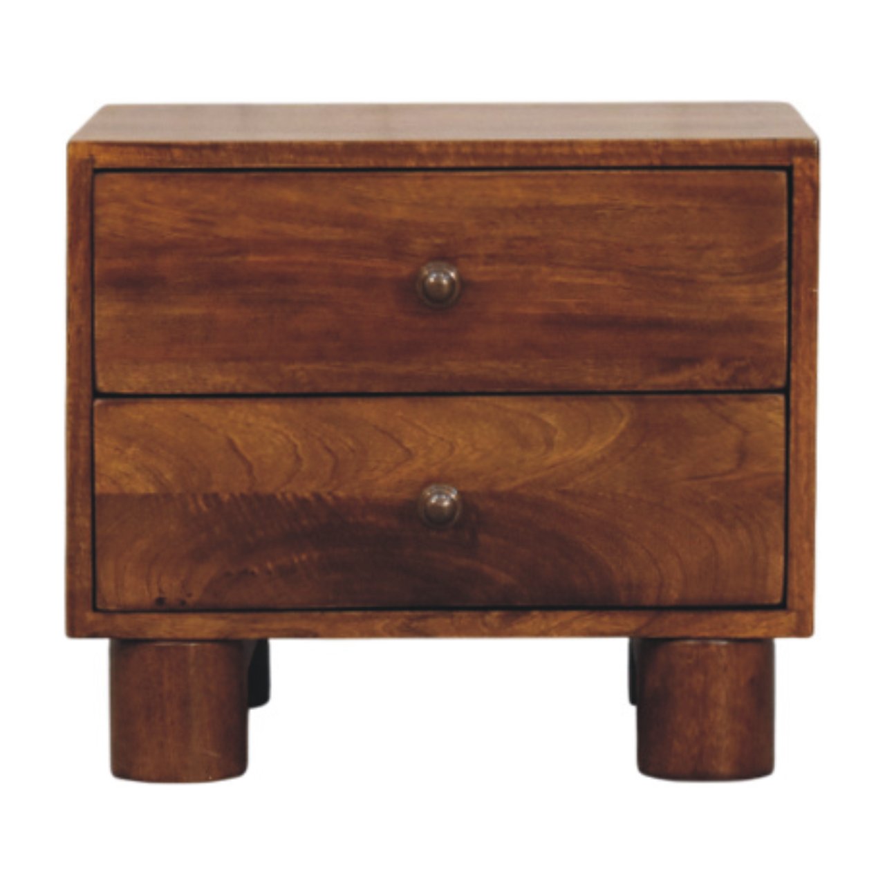 Solid Wood Tula Chestnut Nightstand, 2 Drawers, Dark Brown