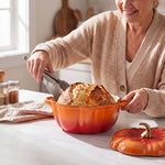 Enamelled Cast Iron Pumpkin Dutch Oven With Lid And Handles | Orange