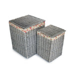Grey Wash Square Laundry Basket With Garden Rose Lining
