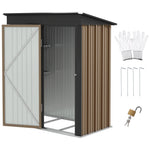 5x3ft Steel Lean-to Shed With Adjustable Shelf Lock & Gloves