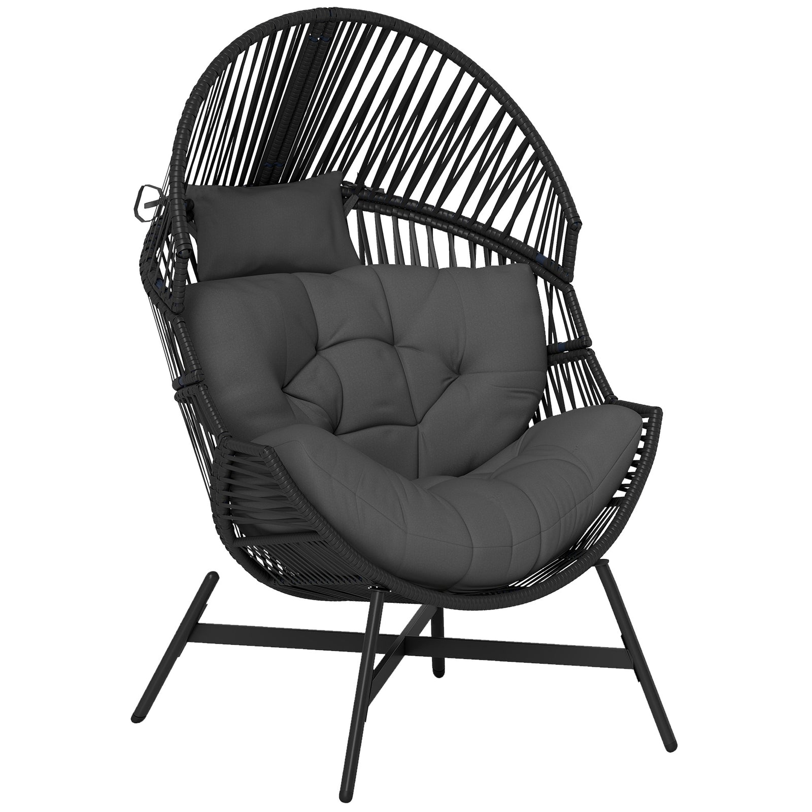 Standing Rattan Garden Egg Chair With Headrest