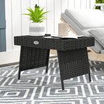 Foldable Outdoor Coffee Table, Steel Rattan Side Table | Black