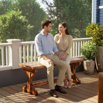 Outsunny Wooden Garden Bench, Rustic Backless Outdoor Loveseat, Carbonised