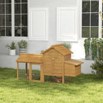 Pawhut Chicken Coop Hen Cage Small Animal Hutch Nesting Box Outdoor Run | Brown