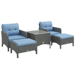 5 Pieces Outdoor Patio Furniture Set Wicker Conversation Set | Blue