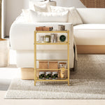 Slim Side Table, End Table With Tempered Glass Tabletop | Gold