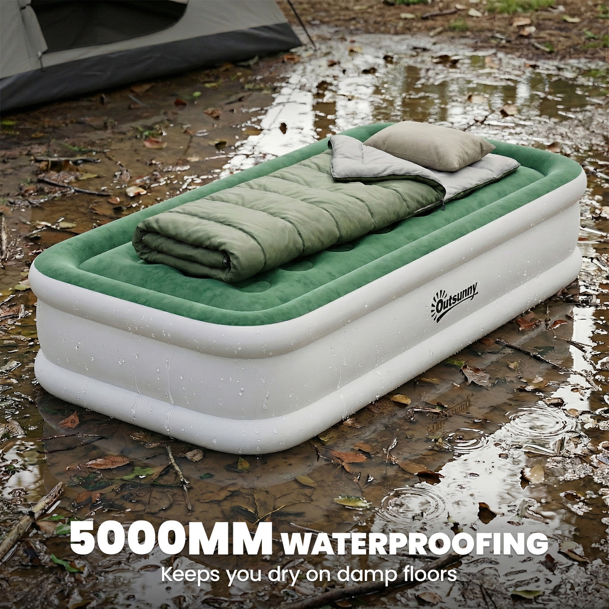 Outsunny Inflatable Mattress, Air Bed With Built-in Pump