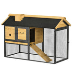 Rabbit Hutch Outdoor Bunny Cage W/ Run, Removable Tray, 120 X 55.5 X 80cm