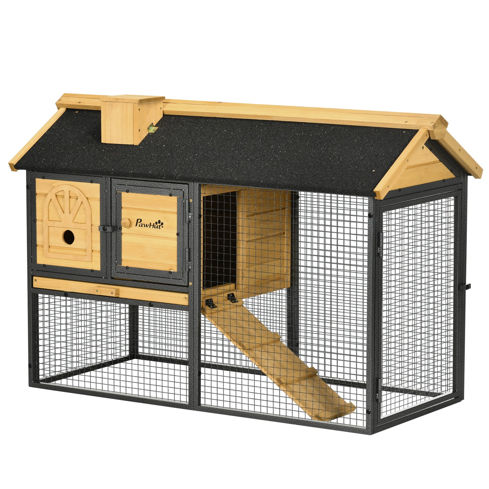 Rabbit Hutch Outdoor Bunny Cage W/ Run, Removable Tray, 120 X 55.5 X 80cm