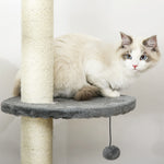 Cat Tree, Kitten Play Tower W/ Solid Scratching Post, Light Grey