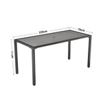 Rectangular Outdoor Dining Table With Parasol Hole Grey - 150w X 70d X 72h Cm