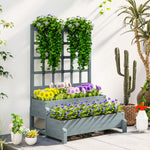 2-tier Raised Garden Bed With Trellis | Gray