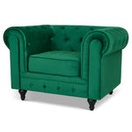 Chesterfield Scroll Arm Velvet Sofa 1 Seater | Emerald