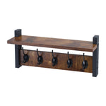 Breeins Wall-mounted Entryway Rustic Coat Rack Shelf With 5 Hooks