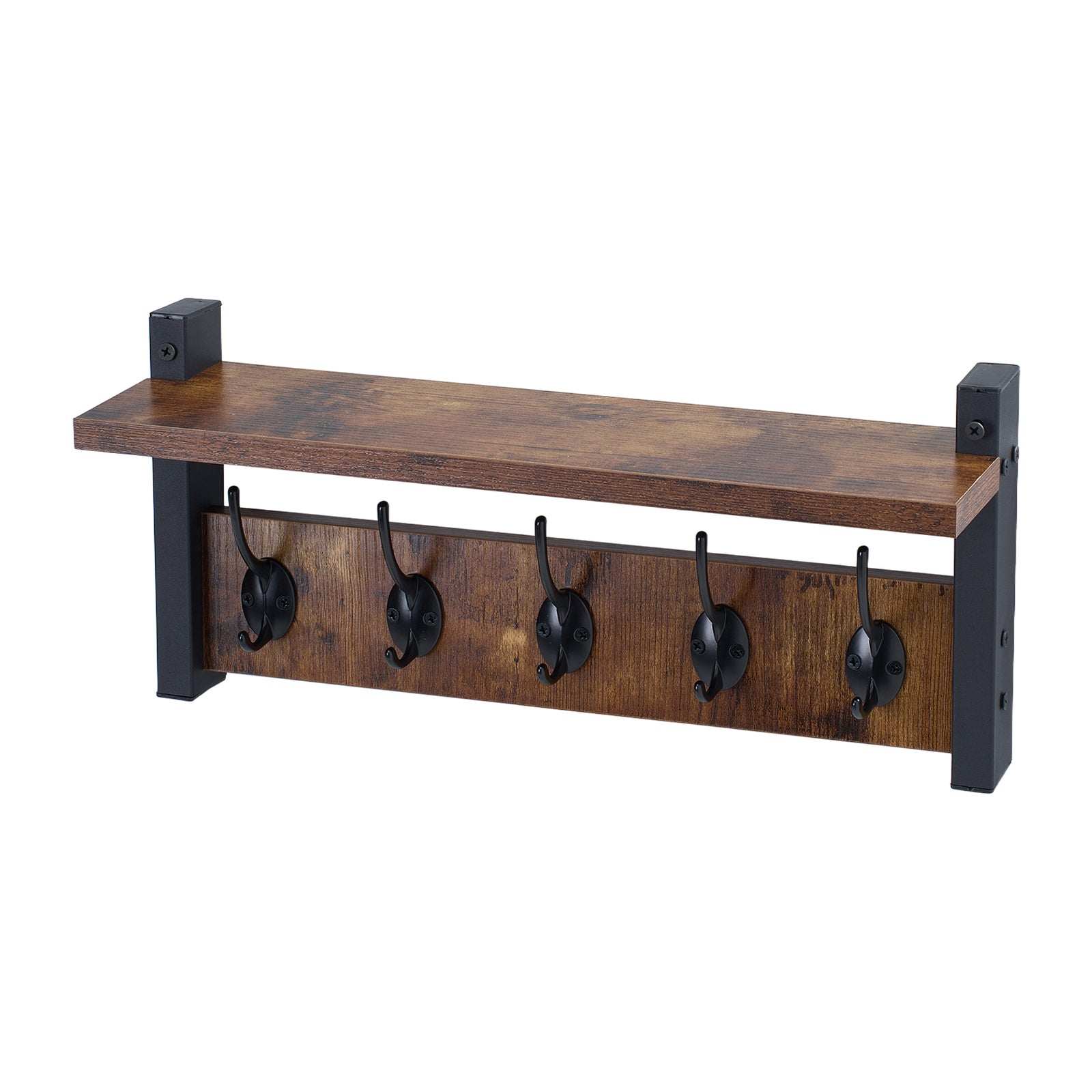 Breeins Wall-mounted Entryway Rustic Coat Rack Shelf With 5 Hooks
