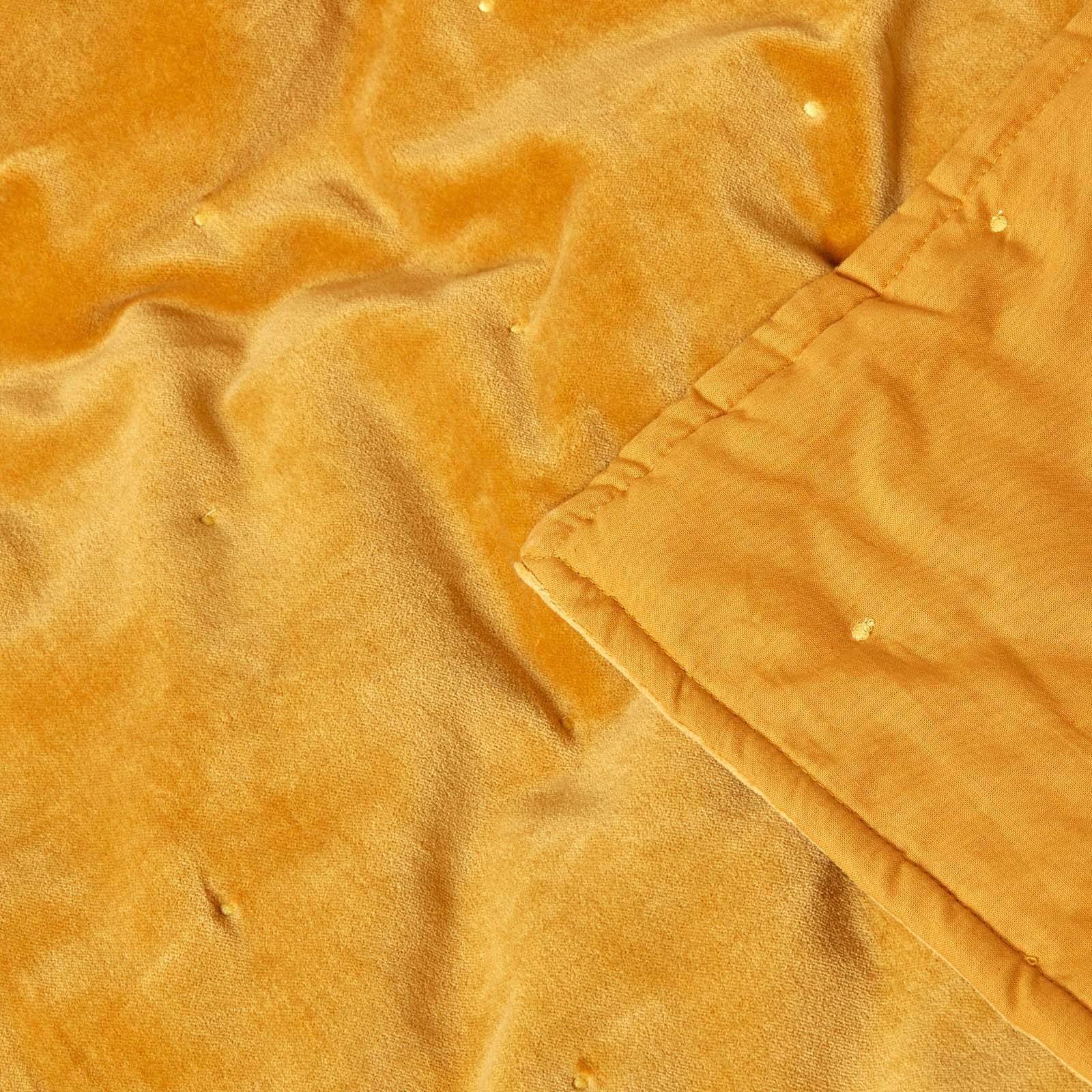 Velvet Cotton Quilted Throw | 125cm x 150cm | Mustard