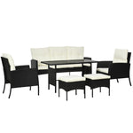 Rattan Garden Furniture Set W/2 Armchairs Sofa 2 Footstools | White