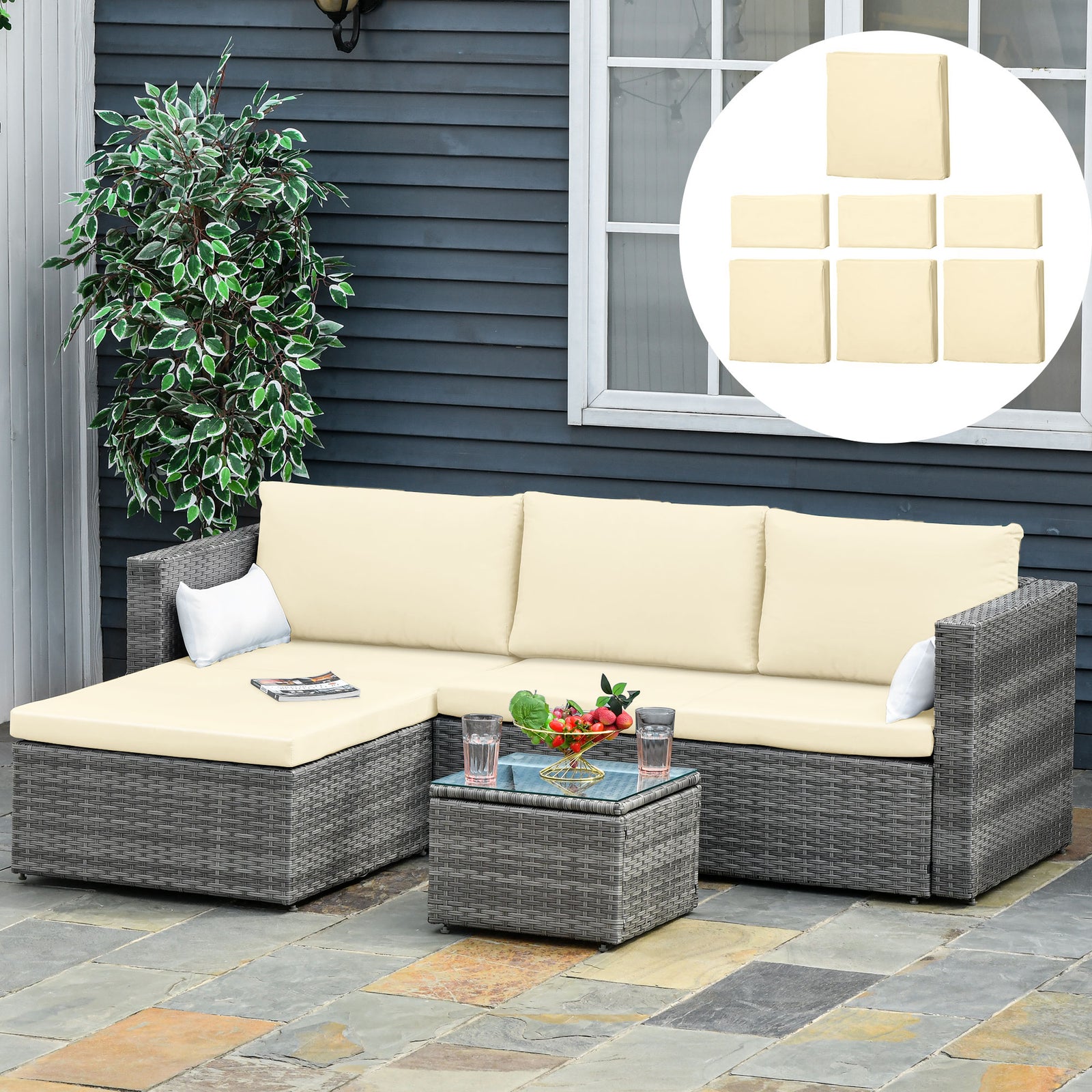 Cushion Cover Replacement Garden Patio Furniture Seat Cover | White