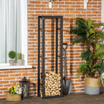 Metal Firewood Rack Elevated Design 150H x 40Wcm