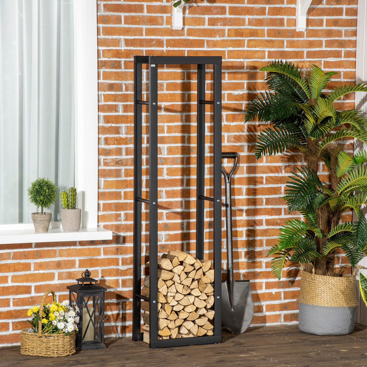 Metal Firewood Rack Elevated Design 150H x 40Wcm