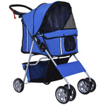 Pet Stroller Carrier Foldable Deluxe Jogger Walk Travel Dog Cat | Blue