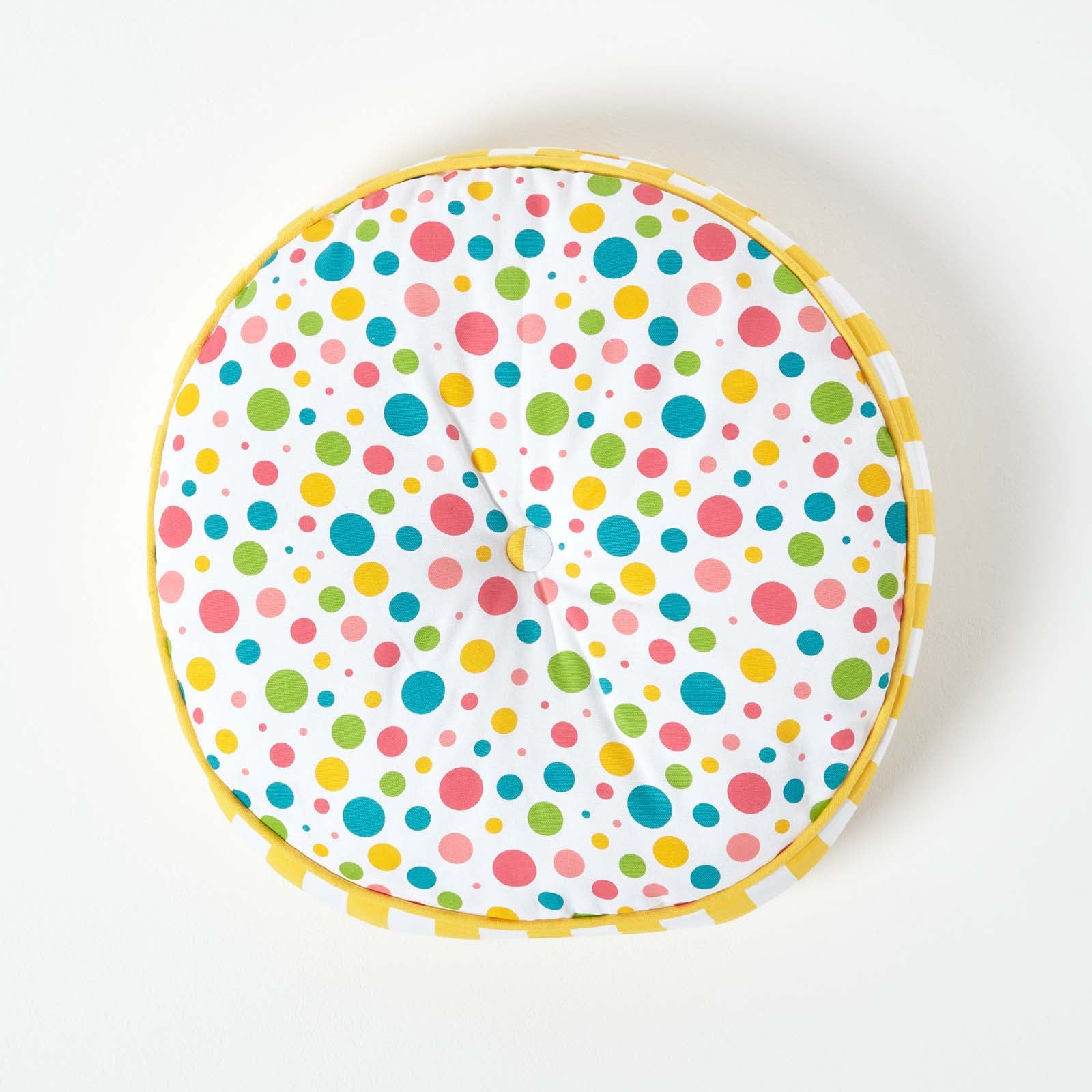 Round Floor Cushion | 43cm x 43cm | Multi Polka Dots