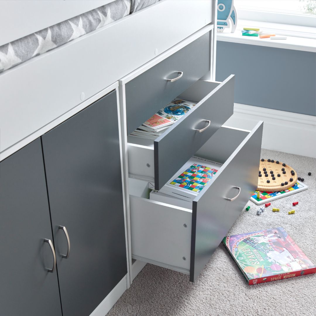 Lacy Storage Mid Sleeper Bed | Single | Grey