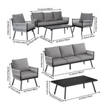 4-piece Garden Furniture Set With Sofa, 2 Armchairs & Table, Galvanised Steel Frame, Rope Weave Design, Weather-resistant Cushions | Grey