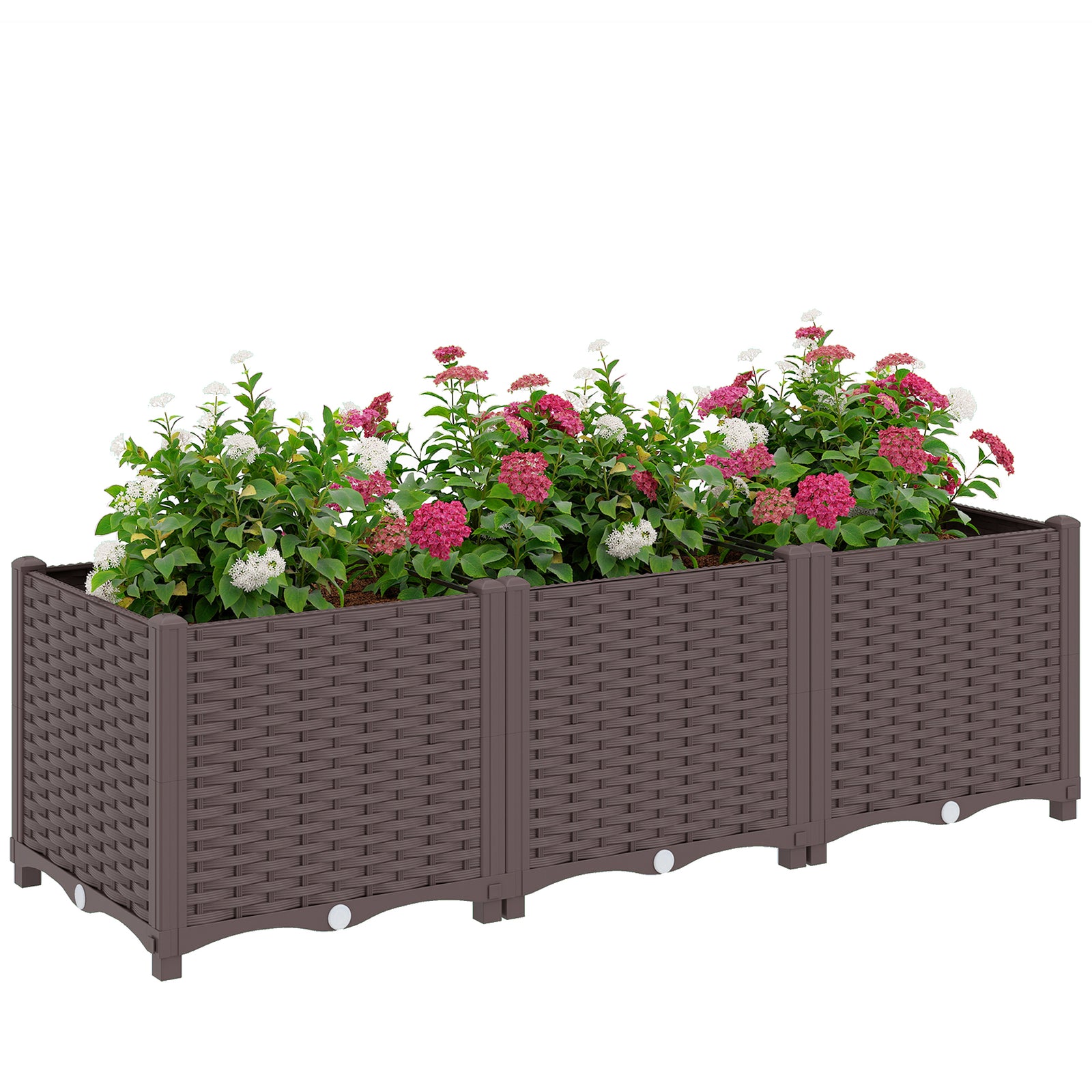 Plastic Raised Garden Bed With Legs And Drainage Holes And Plugs | L | Brown