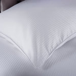 Mayfield Duvet Cover Set – 220 Thread Count White Cotton Sateen, 3mm Stripe & Piped Trim | King | White