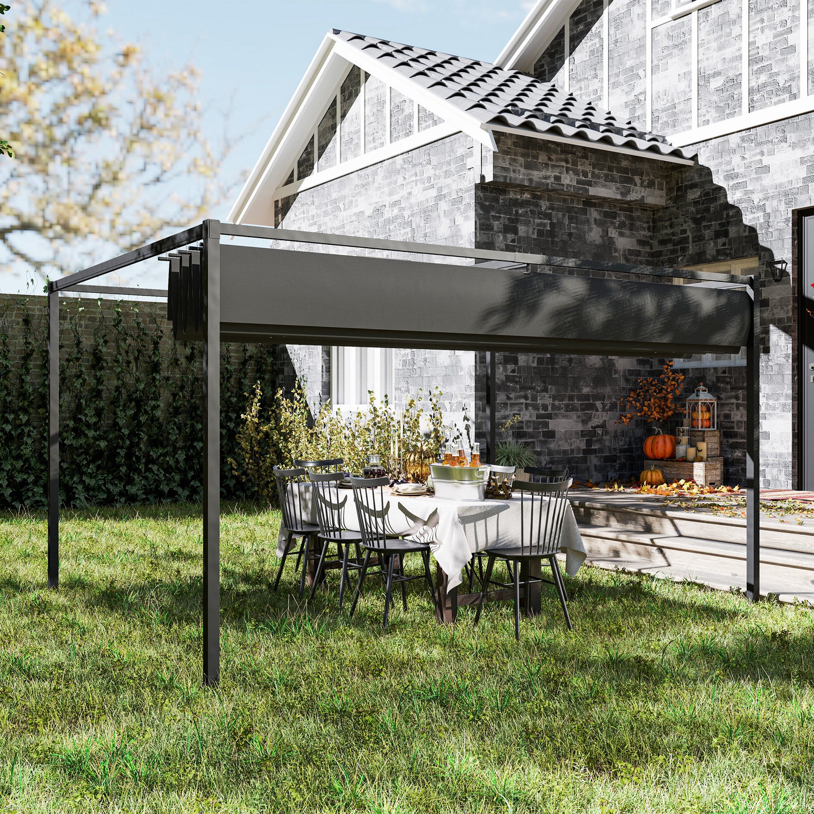 4x3(m) Metal Pergola Gazebo Patio Sunshelter Retractable