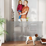 Pawhut Retractable Stair Gate, Dog Gate Extends Up To 140 Cm Wide, Grey