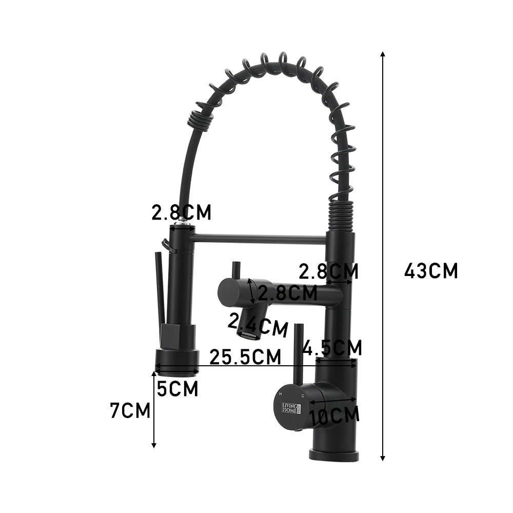 Stainless Steel Kitchen Faucet With Pull Down Spring Spout And Pot Filler | Black