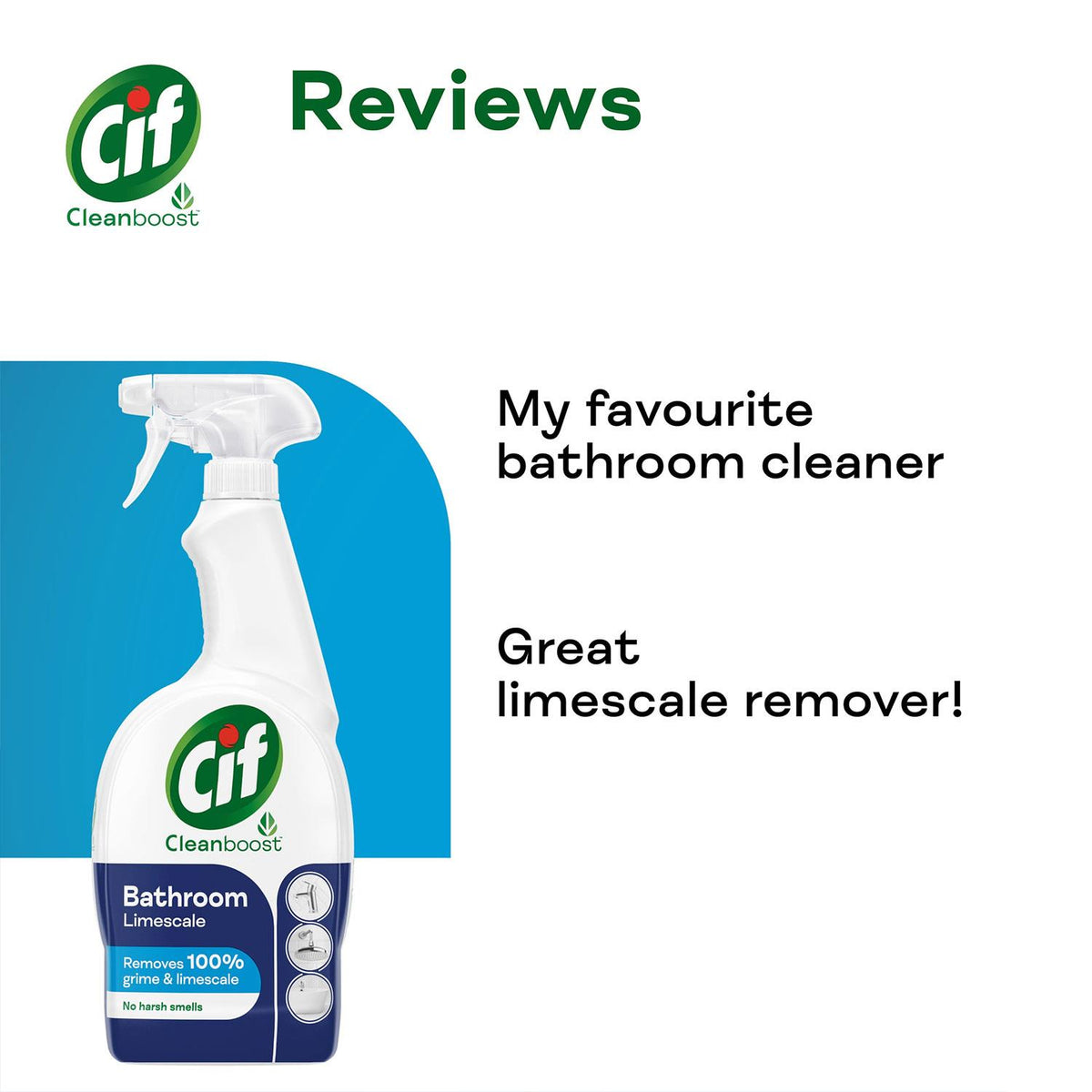 2x700ml Cif Cleanboost Bathroom Spray Removes Limescale w/ 100% Streakfree Shine | Set of 2