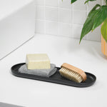 Recycled Bathroom Tray - Replaceable head that is screwed in - Closed fit storage cover - Made in the UK | Graphite Black