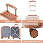 45x36x20cm Lightweight Underseat Cabin Carry On Suitcase - 100+ Airline Approved - Hard Shell Luggage - 4 Wheels - Bubble Design | Cabin | Cream