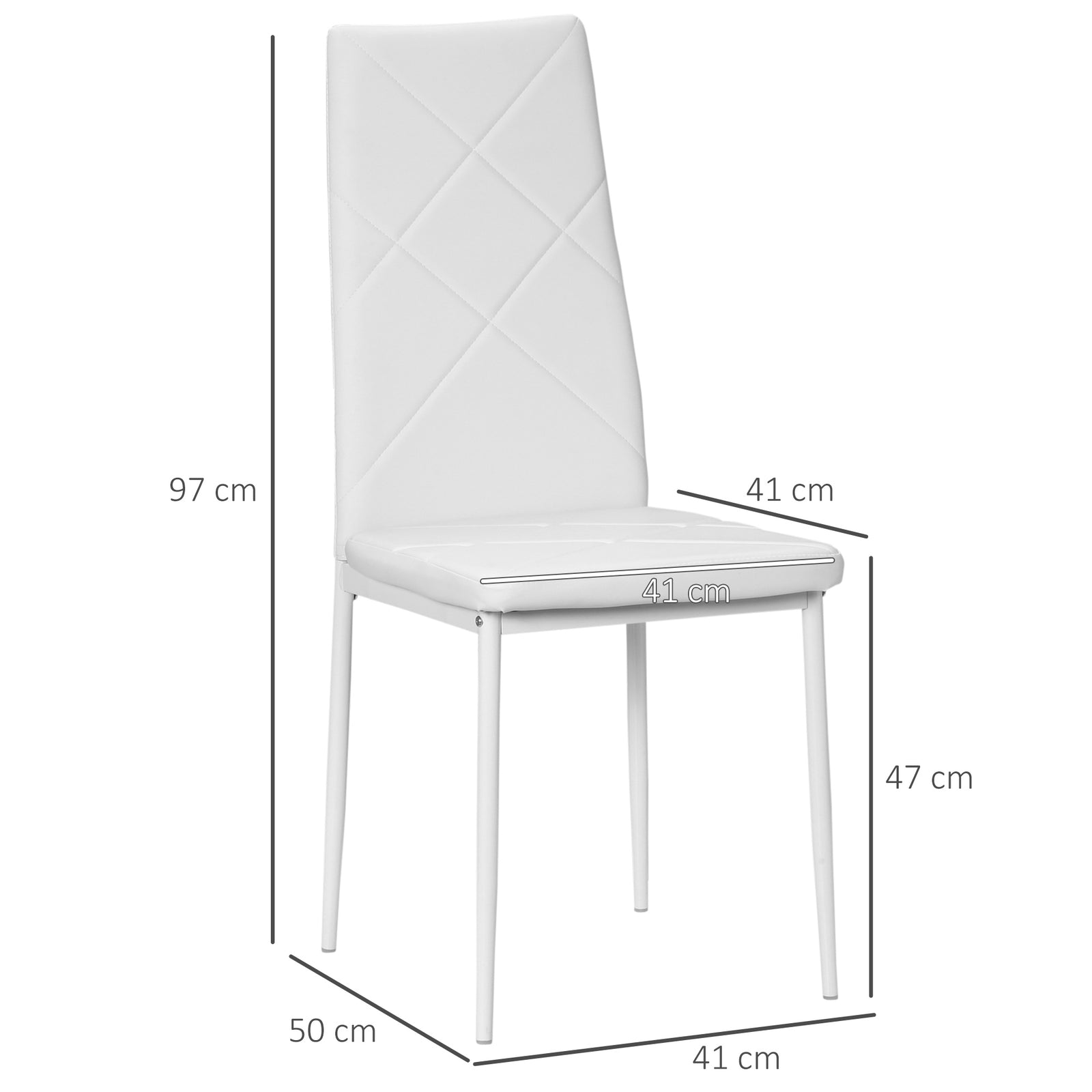 4-pieces Dining Chairs, Faux Leather Kitchen Chairs | White